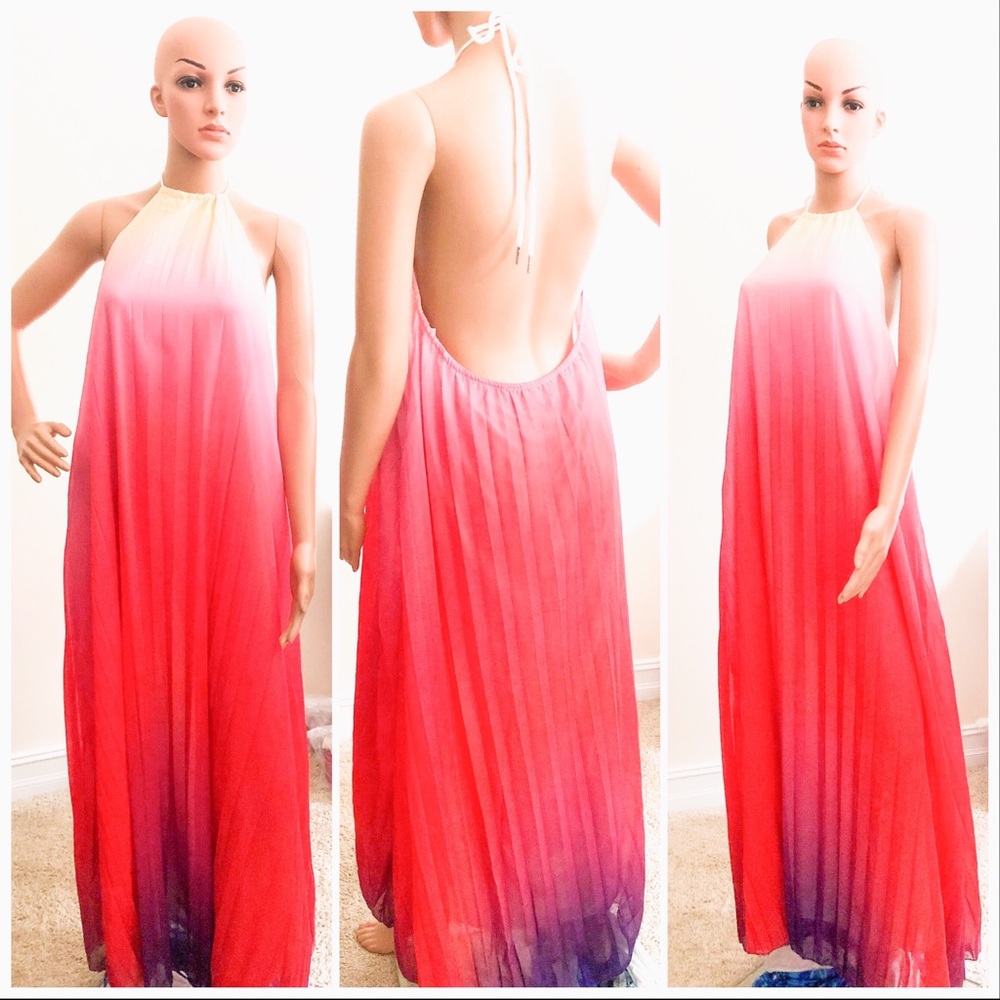 🔥Stunning Gradient Ombré Chiffon Backless Dress🔥 - Picture 3 of 5